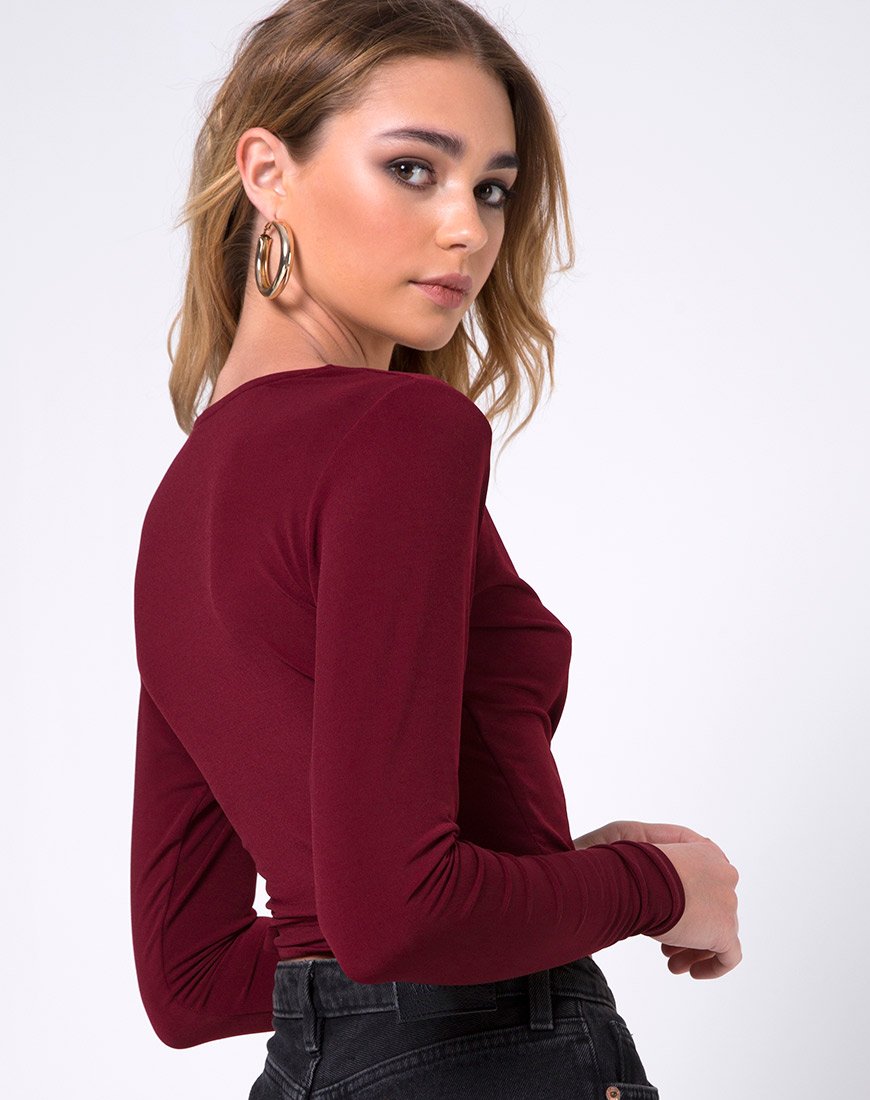 Immagine di Marche Wrap Top in Borgogna