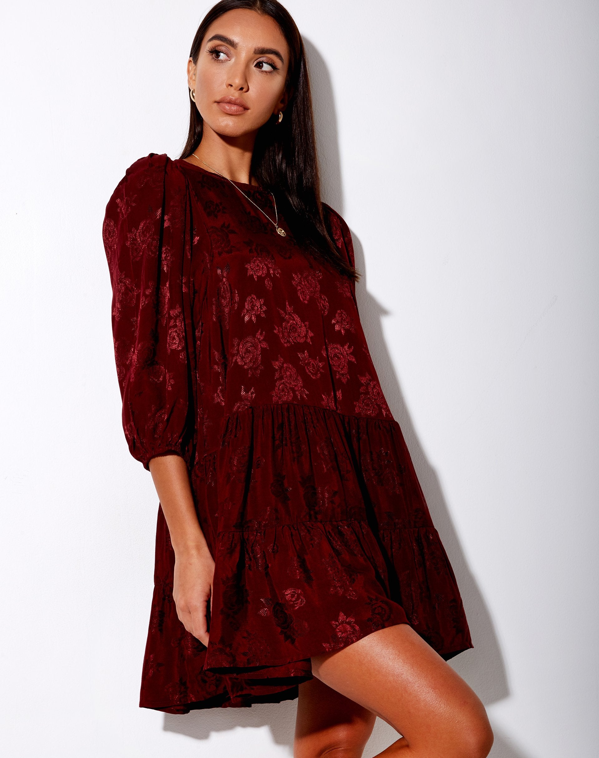 Immagine di Mareta Tea Dress in Satin Rose Mulberry