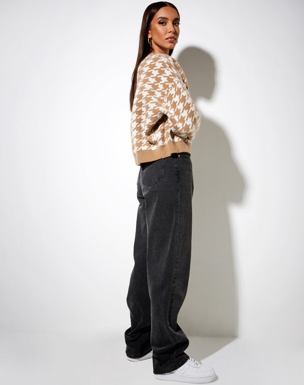 Maglione Margo in maglia pied-de-poule marrone