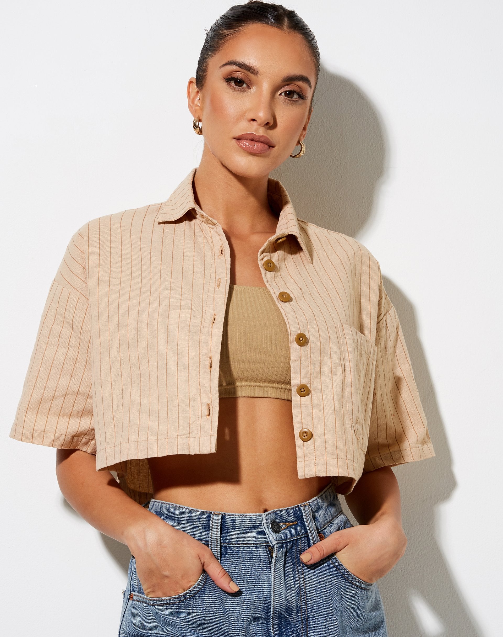 Immagine di Marka Crop Top in Pencil Stripe