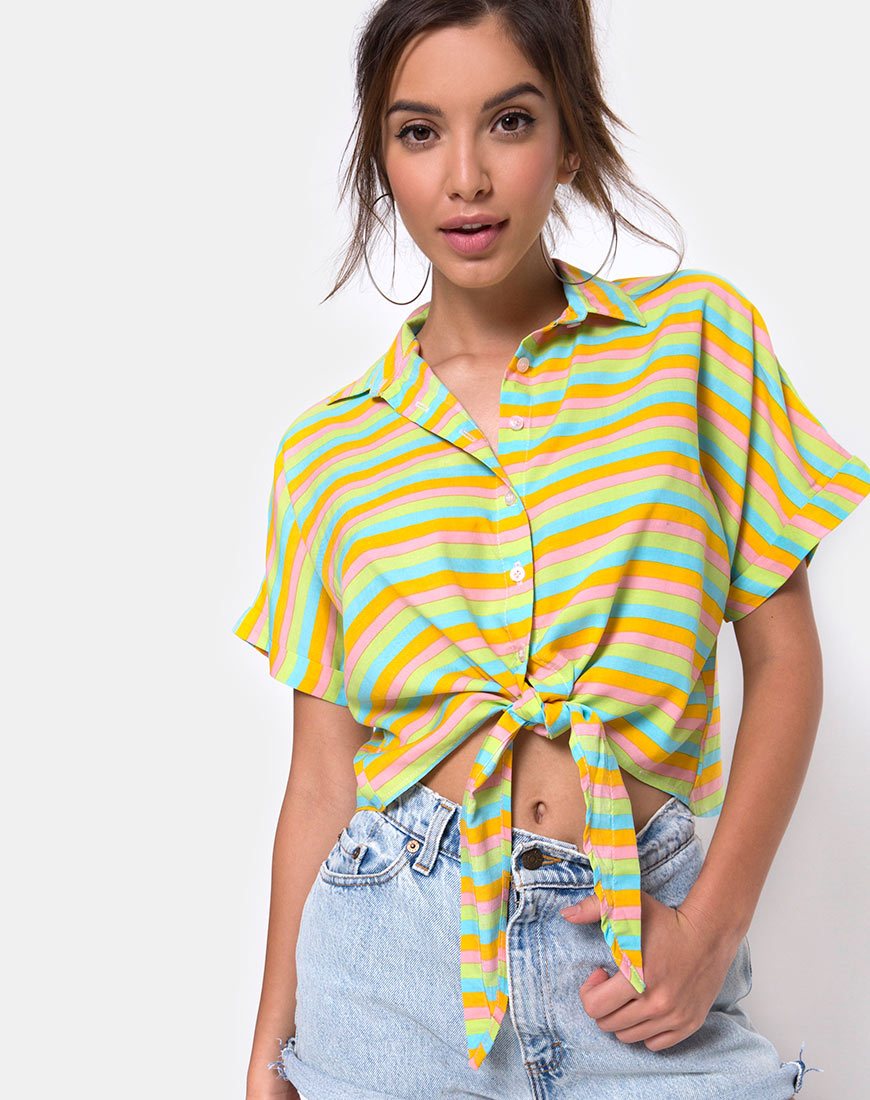 Camicia Gapo Tie Up a righe dolci