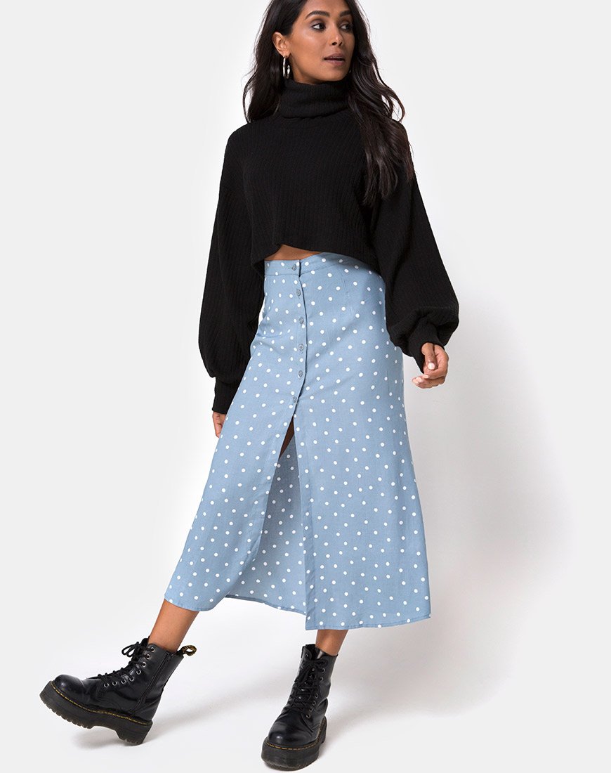 Gonna midi Marni in Skater Polka Blu
