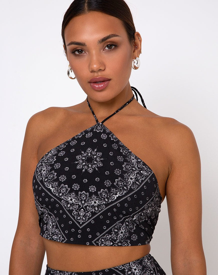 Crop Top Maudy in bandana nero