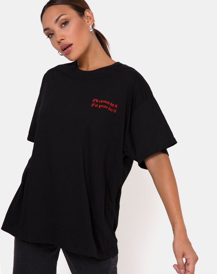Maxi t-shirt in Charcoal Se arriva lasciamola fare