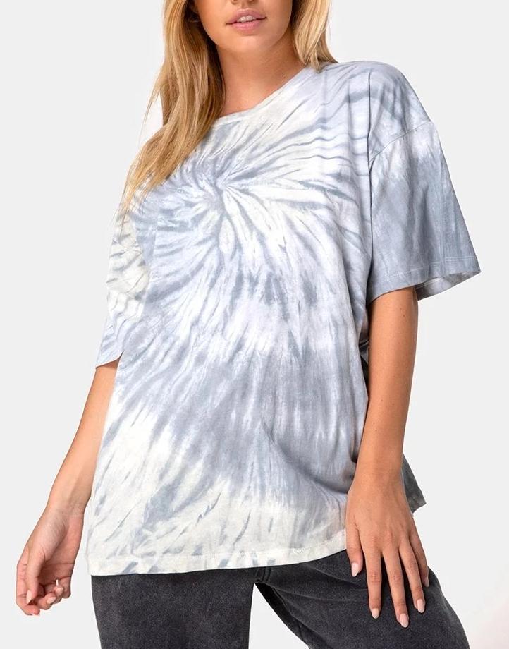Maxi t-shirt in grigio Tie Dye