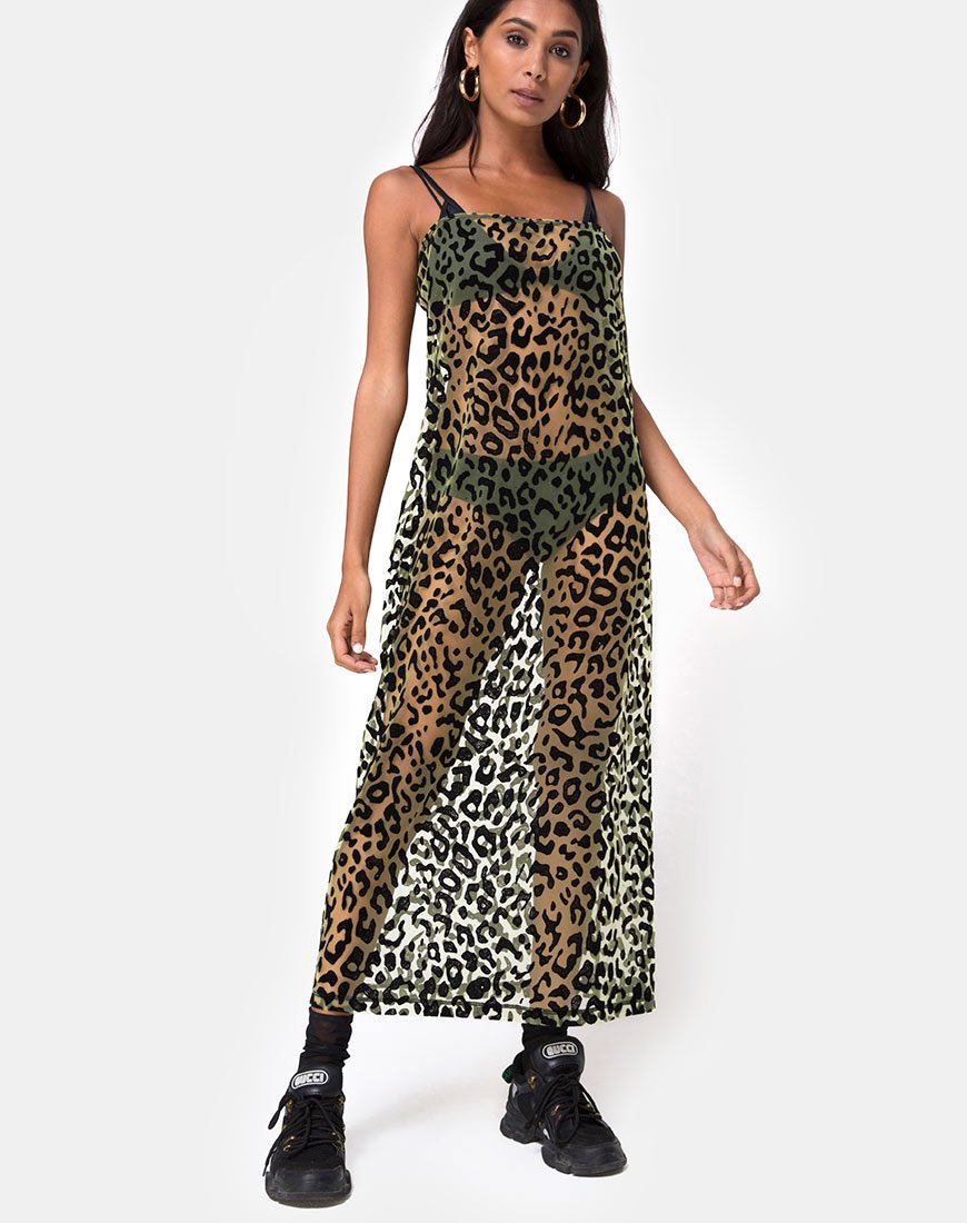 Immagine di Maxine Maxi Abito in Lime Animal Flock