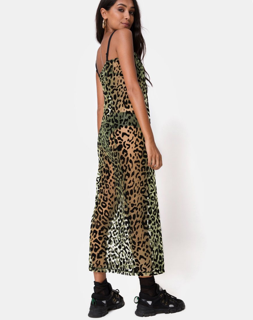 Immagine di Maxine Maxi Abito in Lime Animal Flock