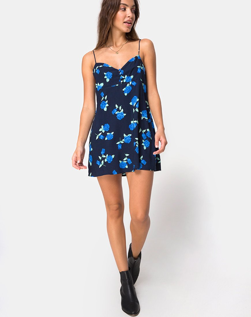 Immagine di Medina Slip Dress in Midnight Blue Rose