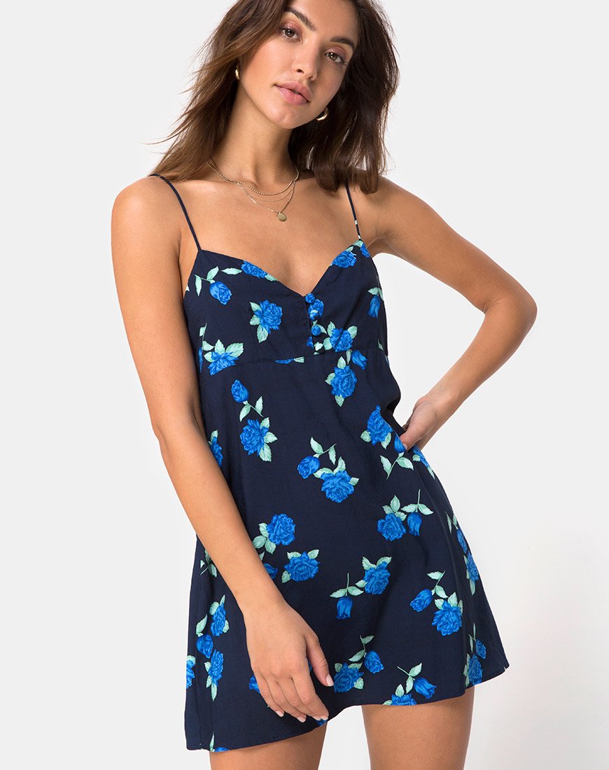 Medina Slip Dress in rosa blu notte