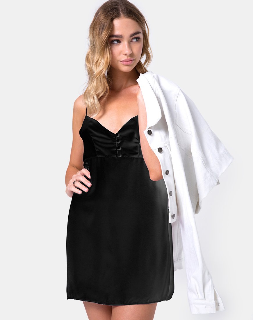 Medina Slip Dress in raso Max Zara Nero
