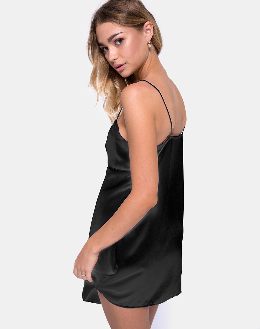Medina Slip Dress in raso Max Zara Nero