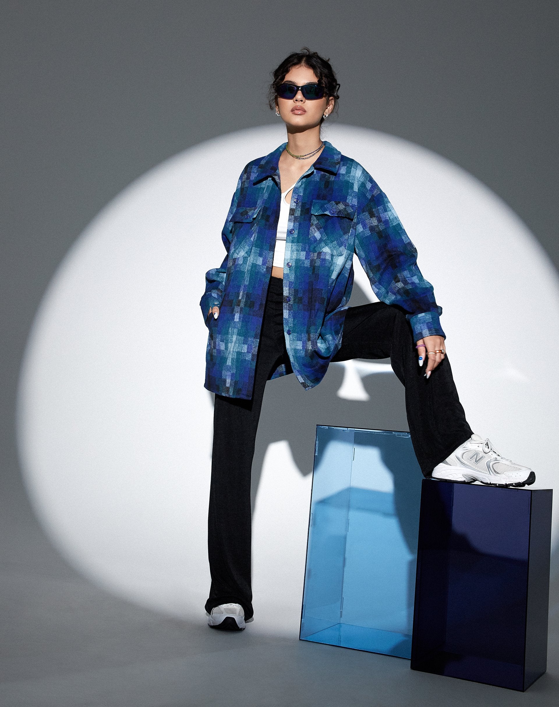 Immagine di MOTEL X OLIVIA NEILL Medita Shirt a quadri blu