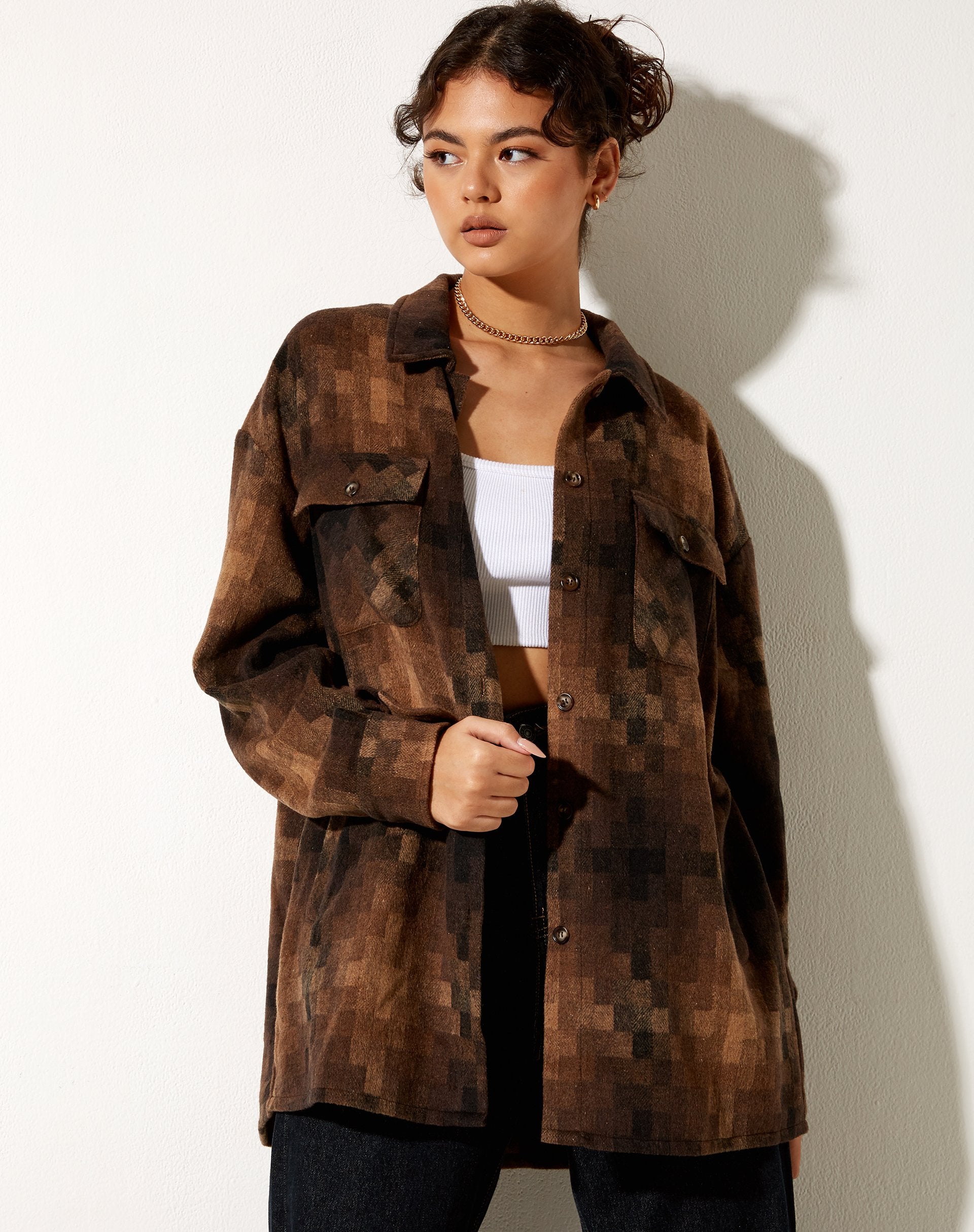 Immagine di Medita Shirt in Check Brown