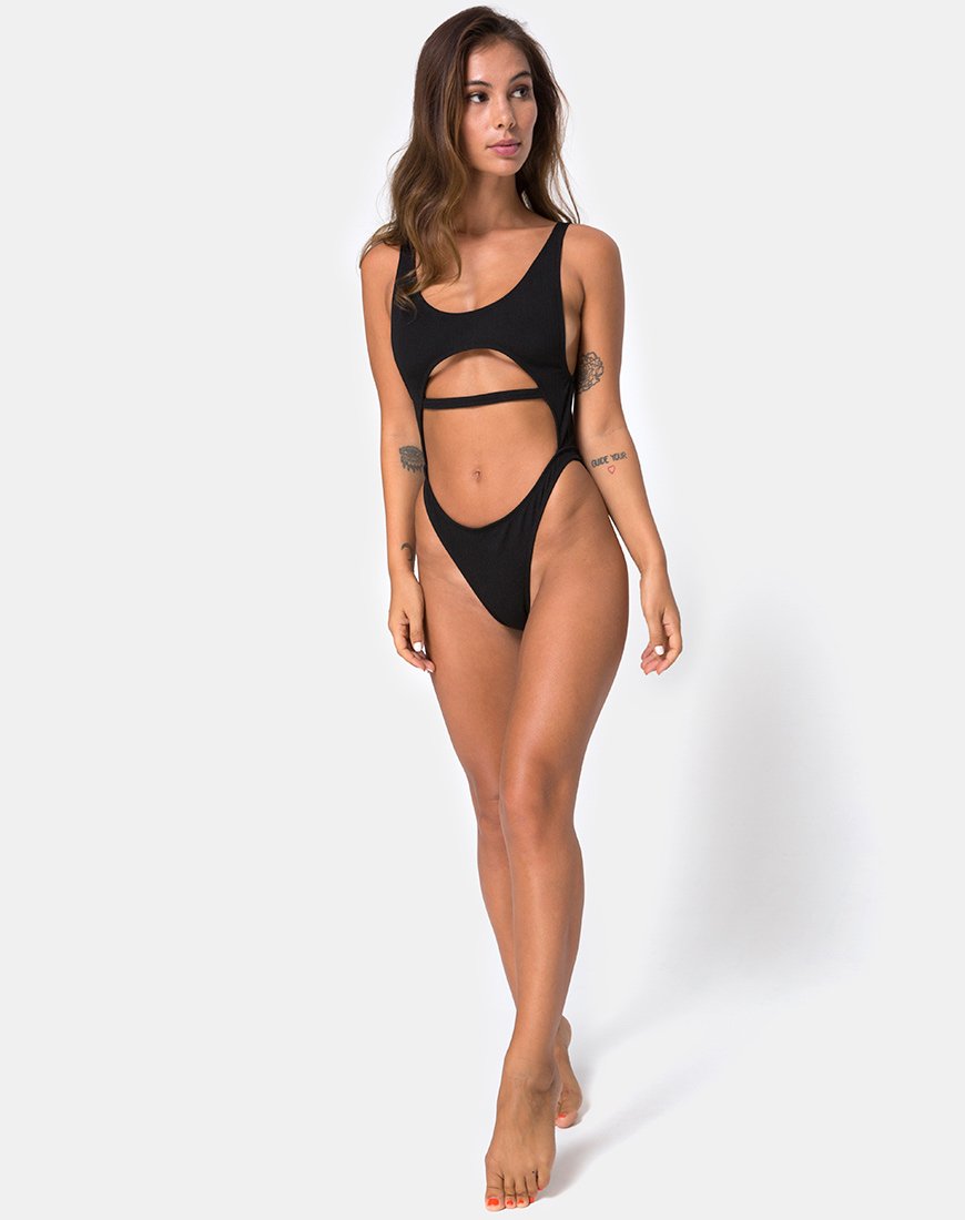 Immagine di Mejia Costume da bagno a costine nero
