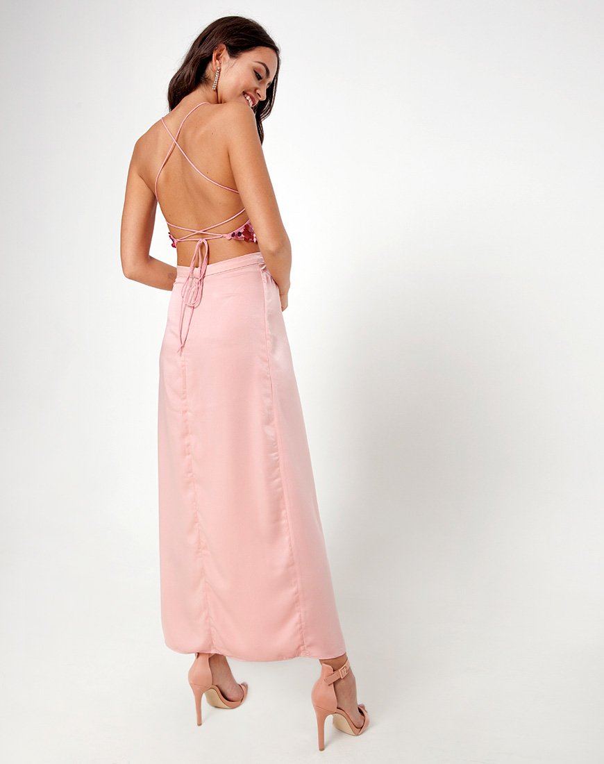 Maxi gonna da ballo Melanta in raso Blush