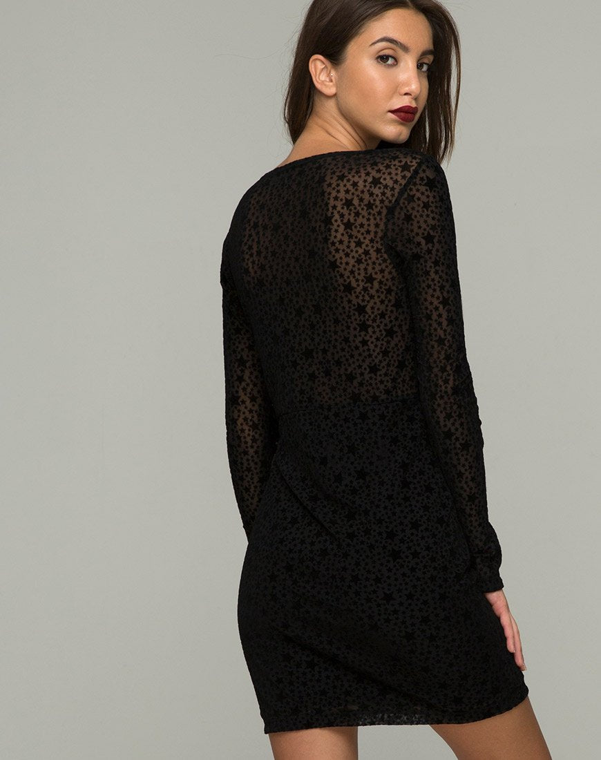 Immagine di Meli Plunge Dress in pizzo Flock Star Nero