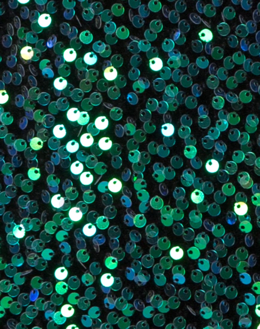 Immagine di Meli Plunge Neck Bodycon Dress in verde paillettes iridescenti