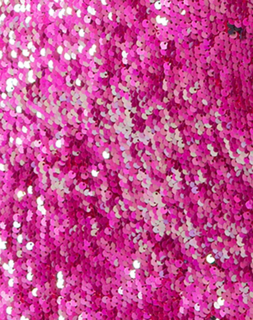 Immagine di Meli Plunge Dress in Fishcale Sequin Rosa
