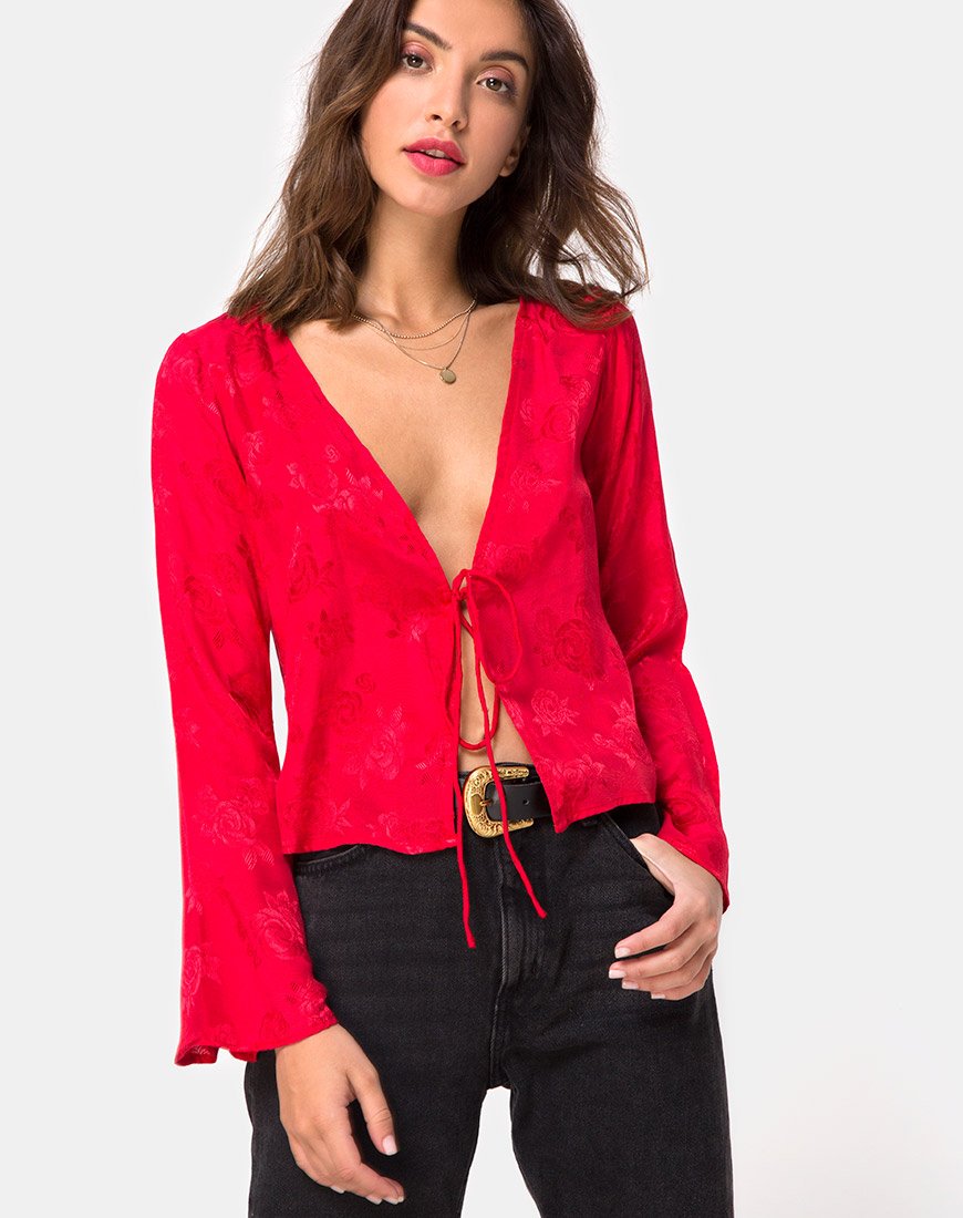 Immagine della blusa Merida in raso rosso