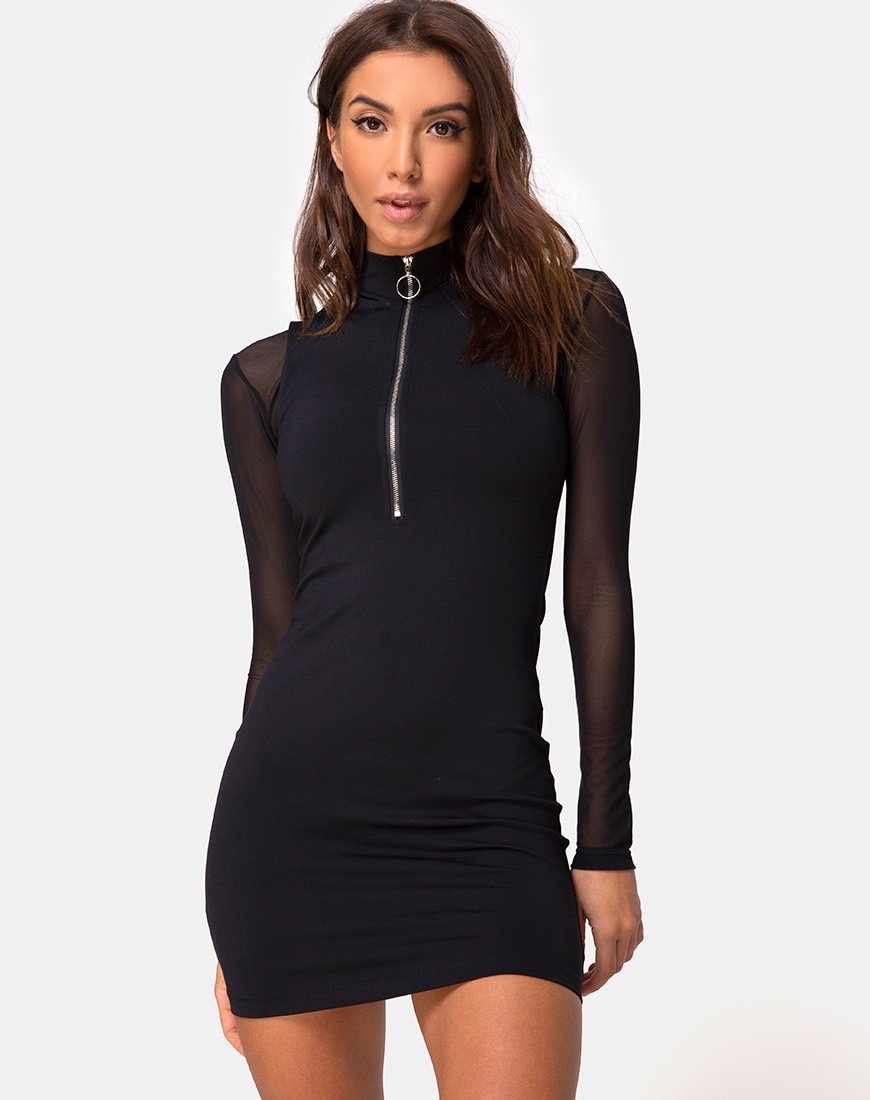 Merna - Abito bodycon senza maniche in Ponti Nero