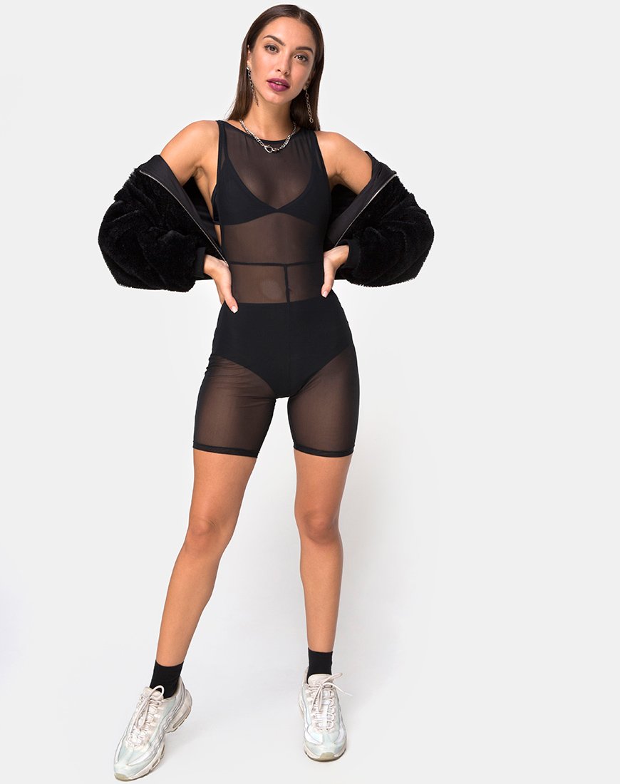 Immagine di Acro Unitard in mesh nero