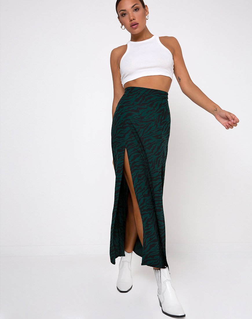 Immagine di Mica Maxi Gonna in 90s Zebra Verde Foresta