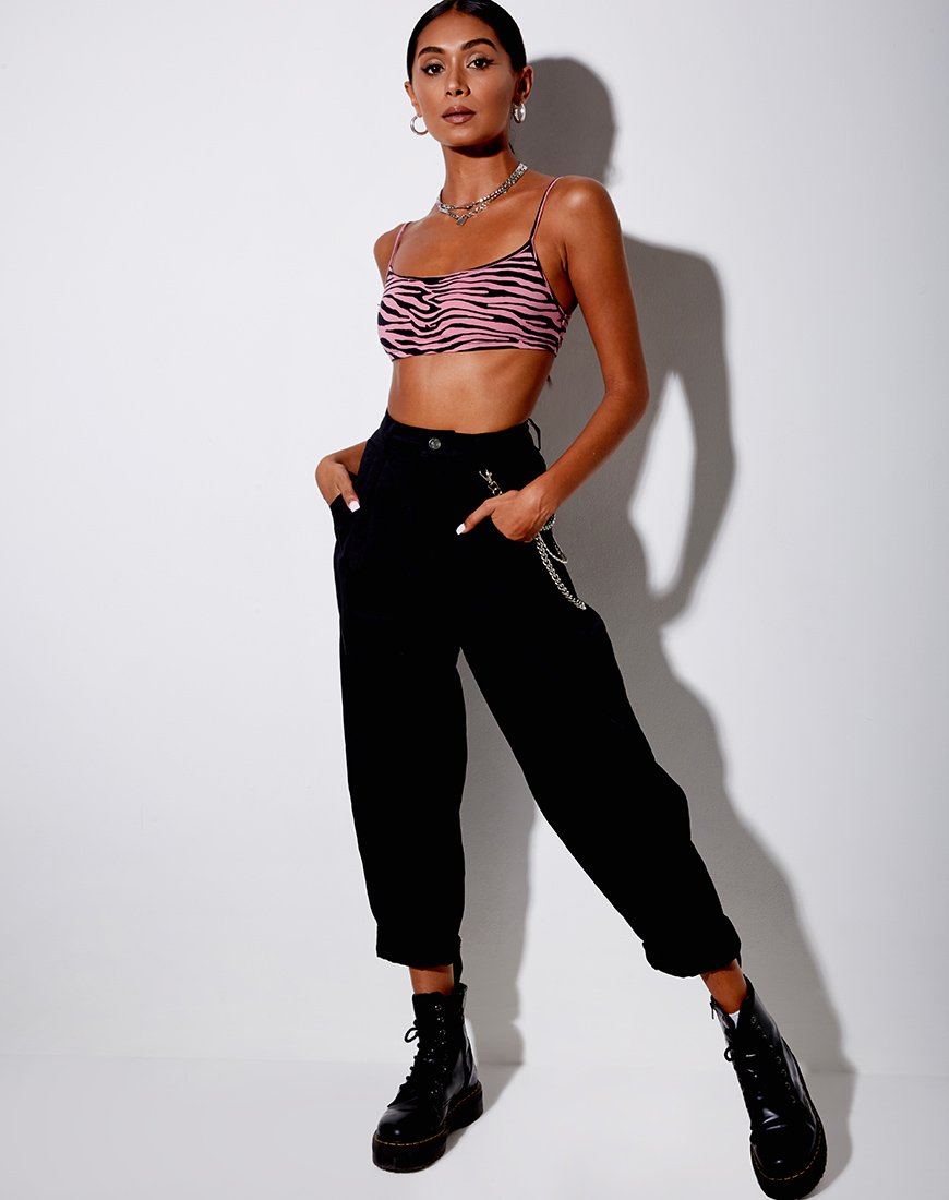Immagine di Micro Crop Top in Zips Zebra Pink