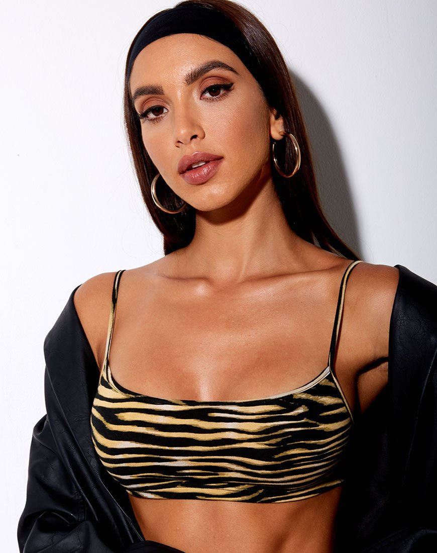 Immagine di Micro Crop Top in Zips Zebra Brown