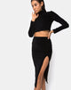 Immagine di Cheri Midi Skirt in Rib Nero