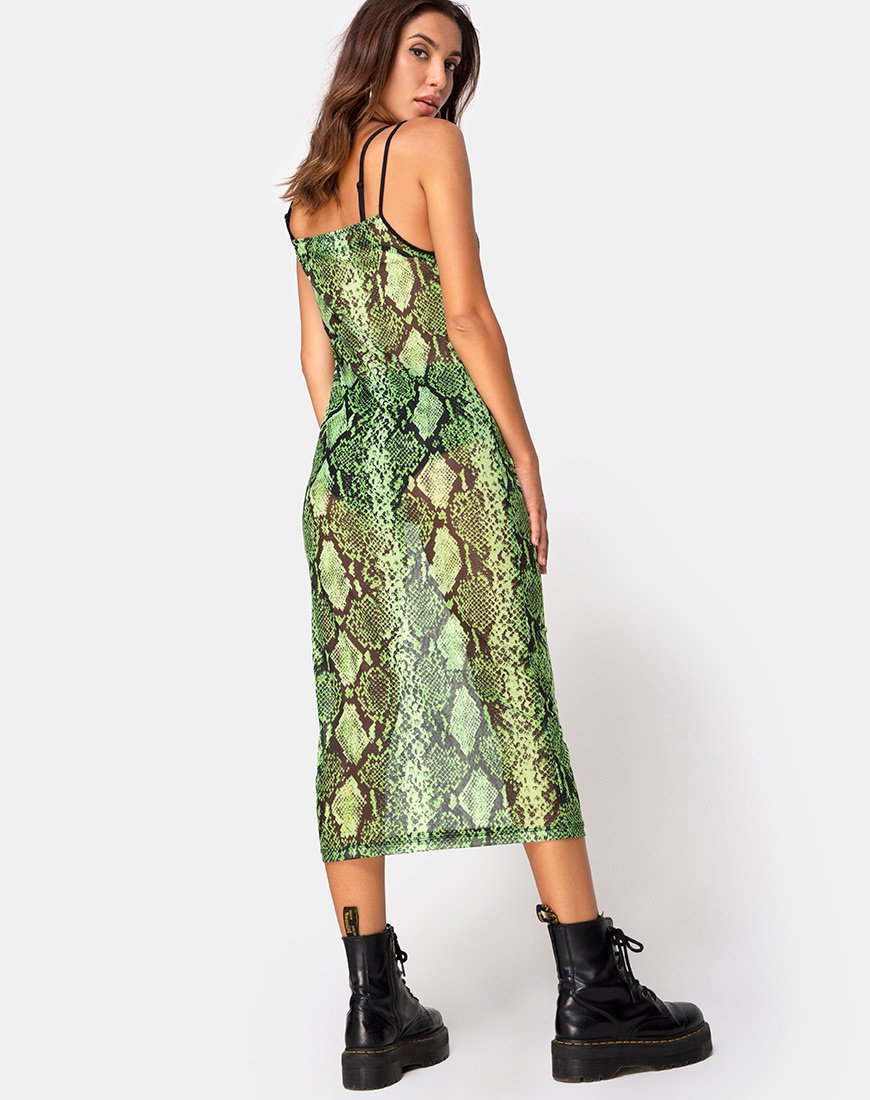 Immagine di Midnight Midi Dress in maglia di serpente di calce