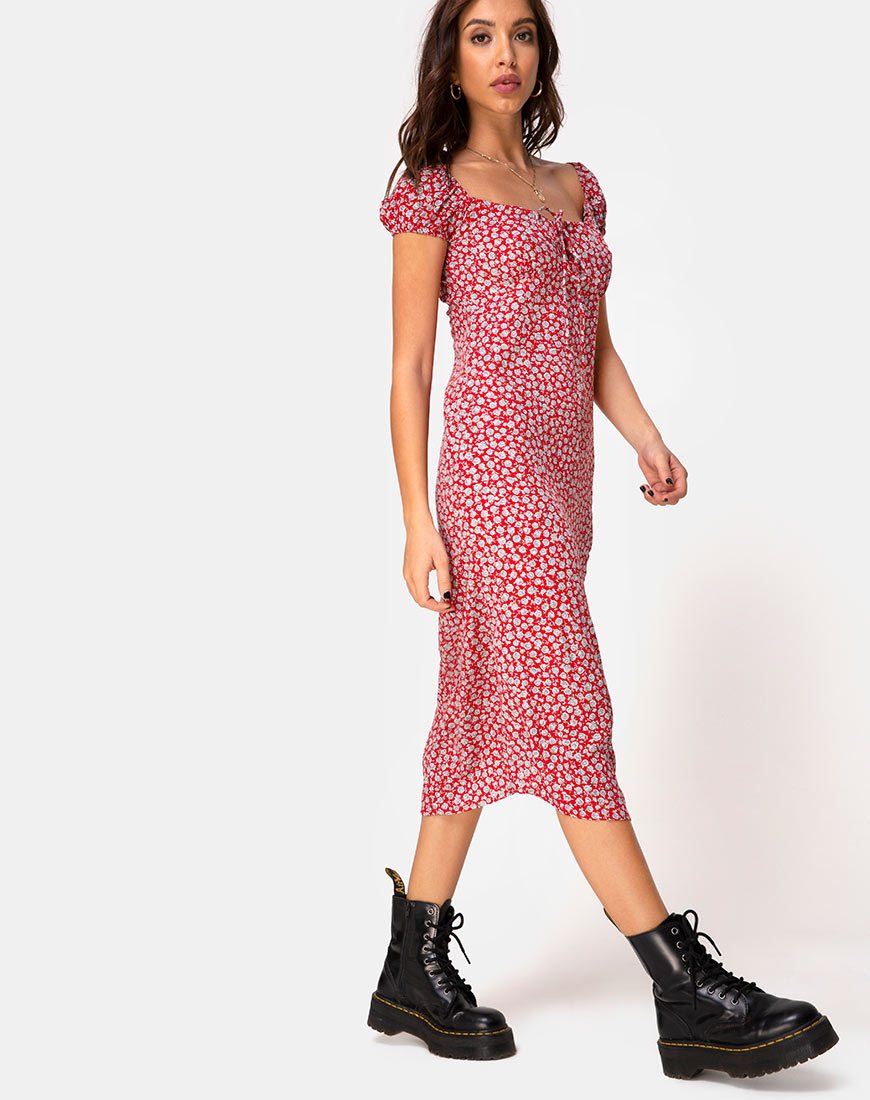 Immagine di Milla Dress in Ditsy Rose Red Silver