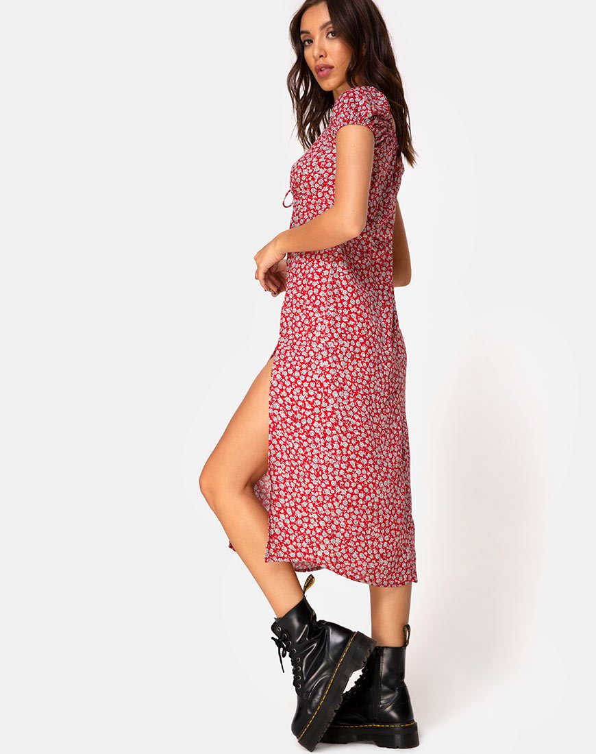 Immagine di Milla Dress in Ditsy Rose Red Silver