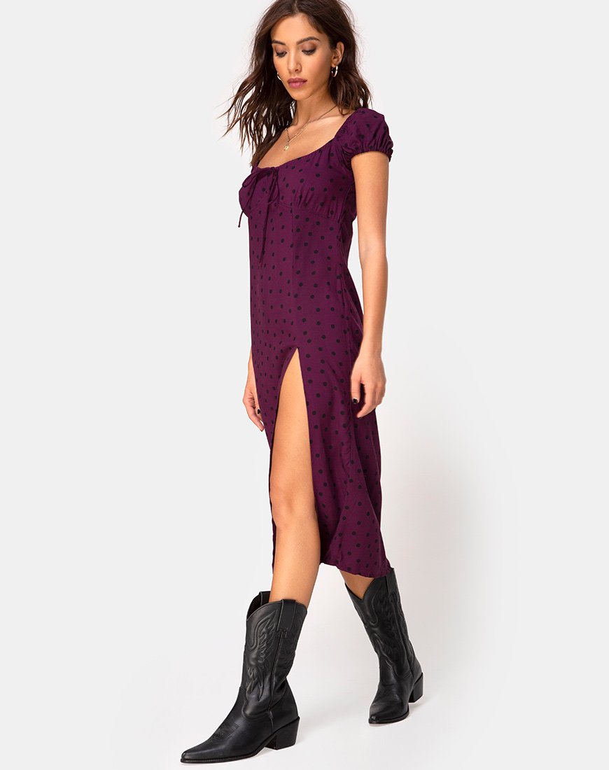 Abito Milla in Skater Polka Wine