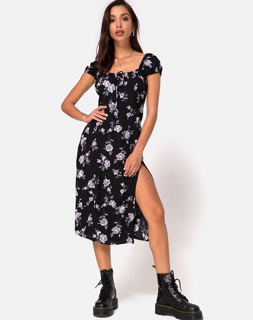 Immagine di Milla Midi Dress in Bianco Rosa Nero