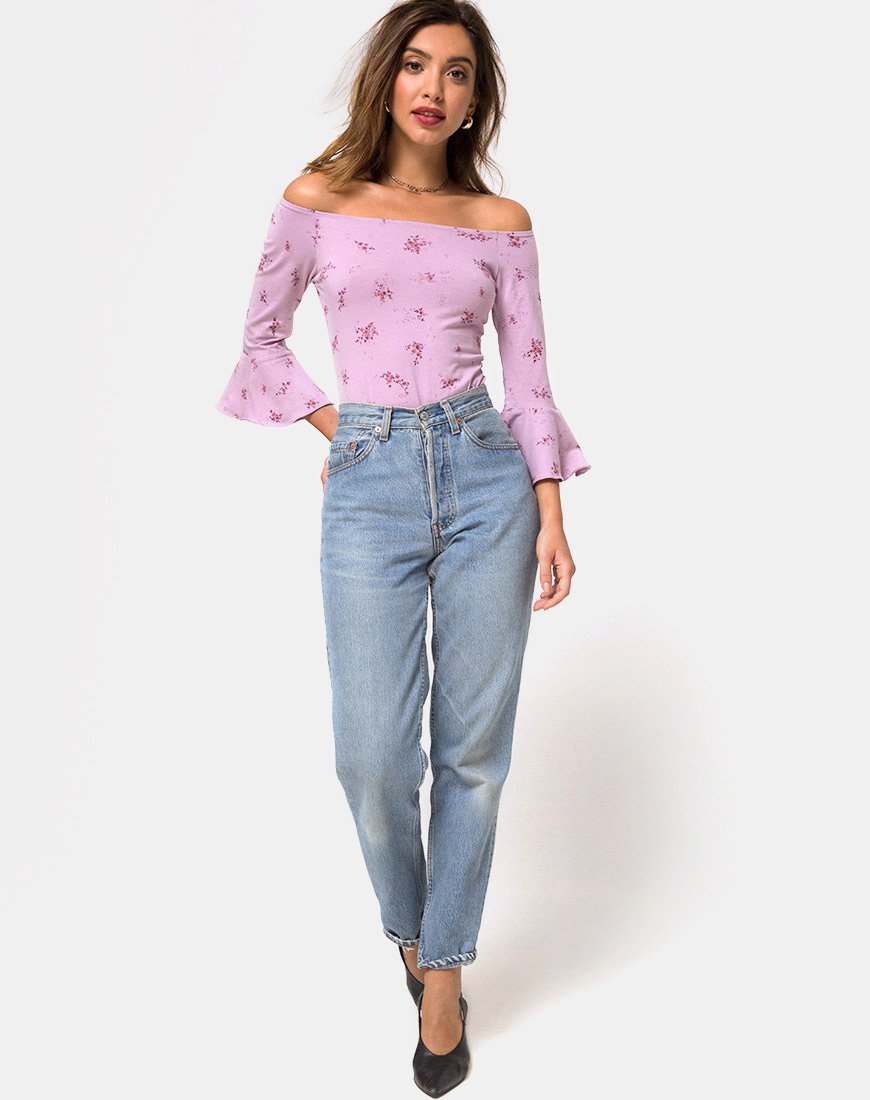 Immagine di Mingga Off The Shoulder Top in Forget Me Not Lilac
