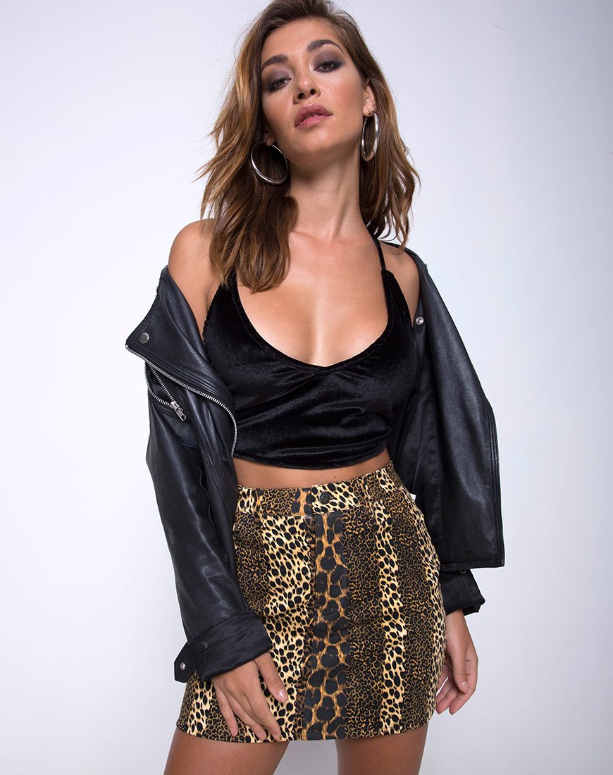 Gonna Mini Broomy a righe animalier