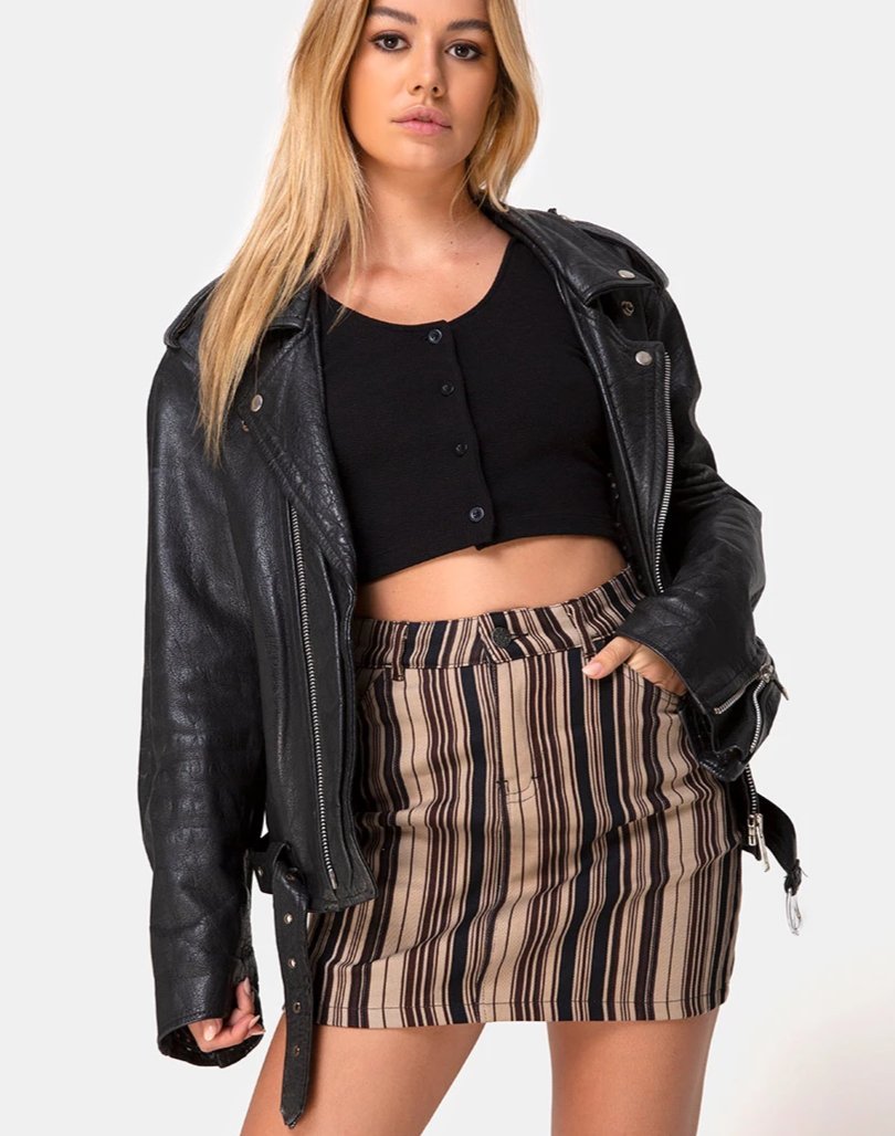 Immagine di Mini Broomy Gonna in Mix Stripe Brown
