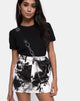 Immagine di Mini Broomy Skirt in Mono Tie Dye Nero e Bianco