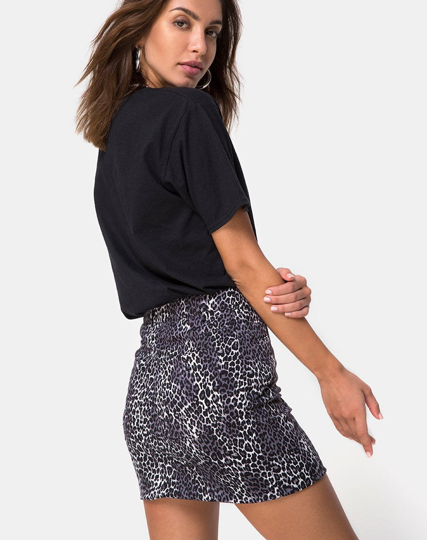 Gonna Broomy in grigio con stampa leopardata Rar