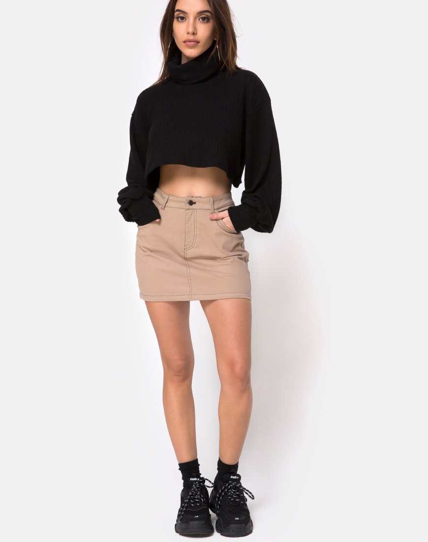 Immagine di Mini Broomy Gonna in Tan con punto nero