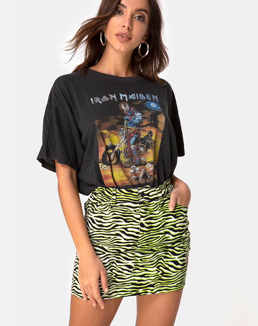 Gonna Mini Broomy in Zebra Verde Fluro