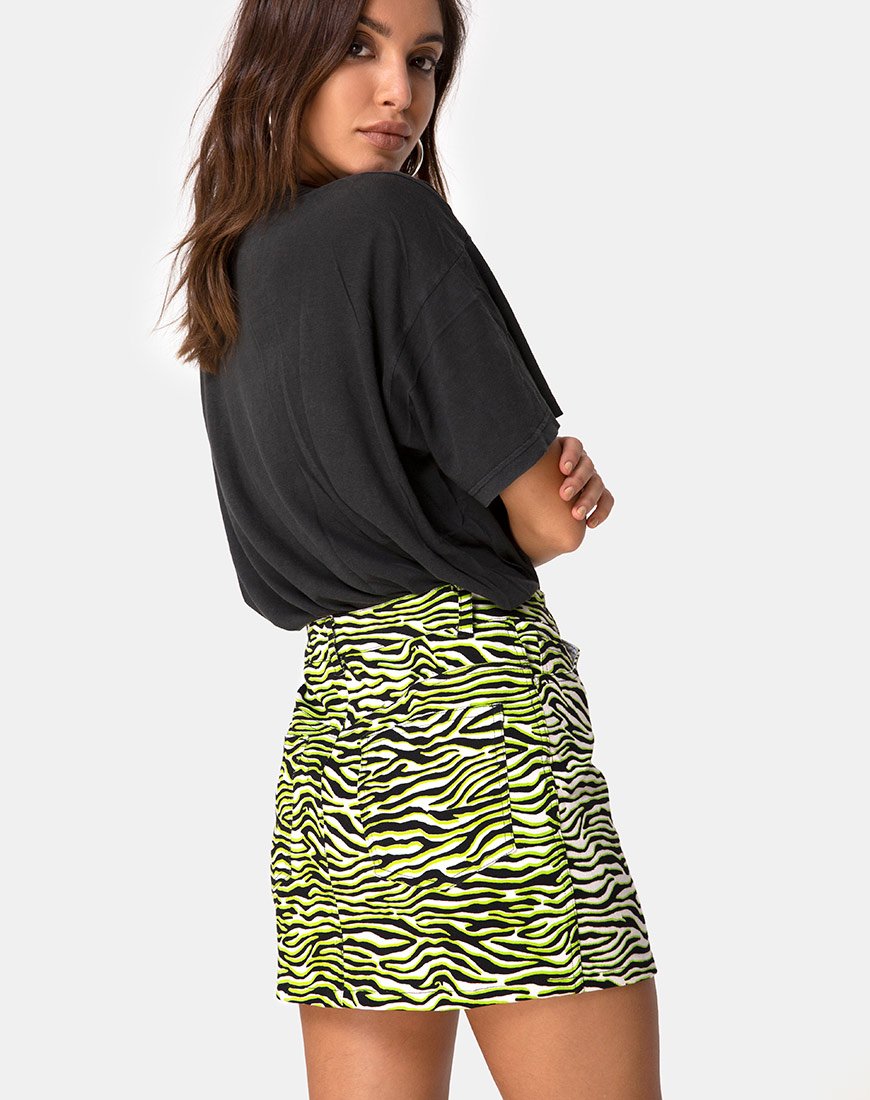 Gonna Mini Broomy in Zebra Verde Fluro