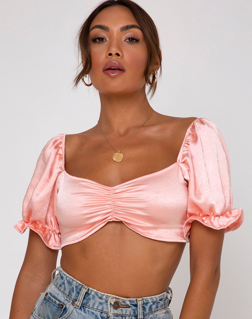 Immagine di Mirella Crop Top in satin Peach