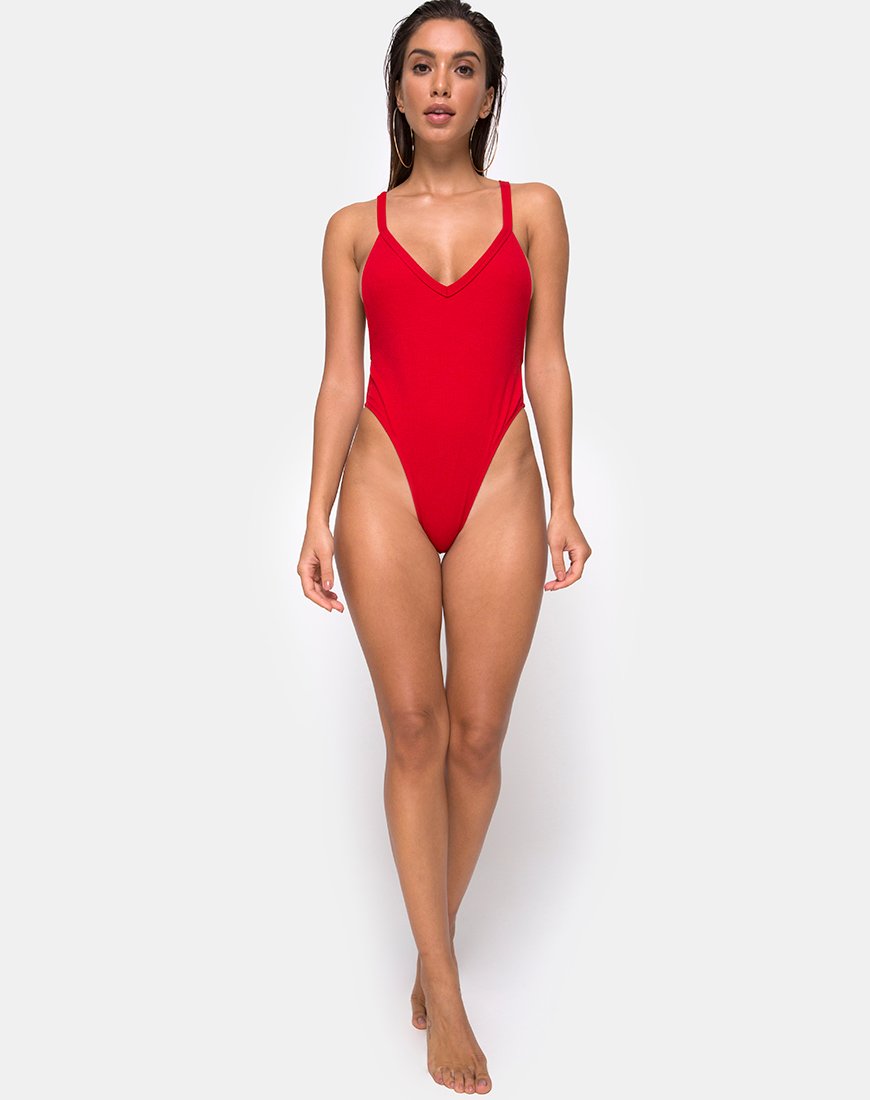 Immagine di Miro - Costume da bagno a coste rosse