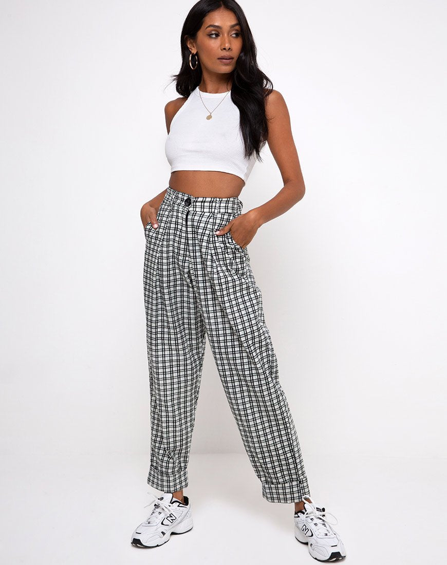 Pantaloni Misca in schiuma check brandy
