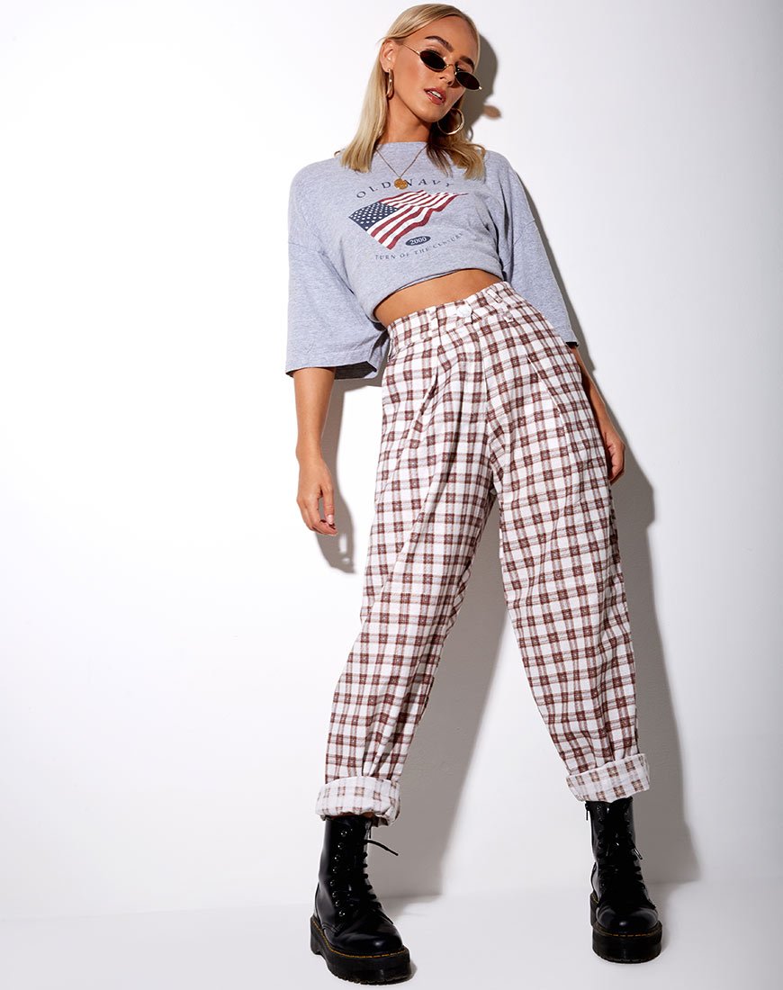 Pantalone Misca in marrone scacco matto