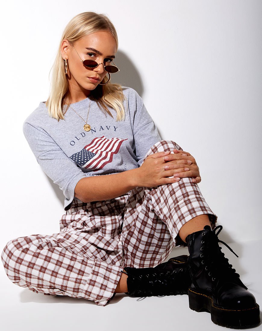 Pantalone Misca in marrone scacco matto