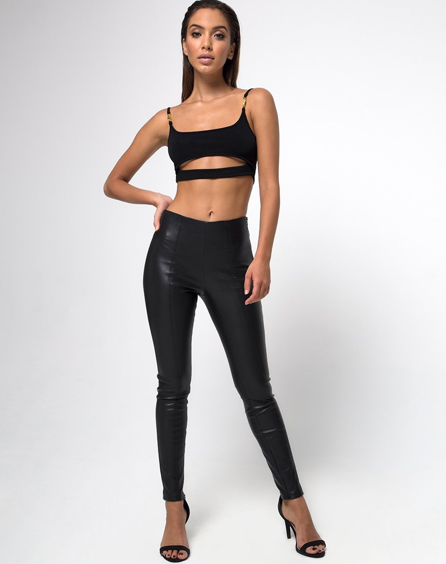 Immagine di Mish Cutout Crop Top in nero Chiusura in oro