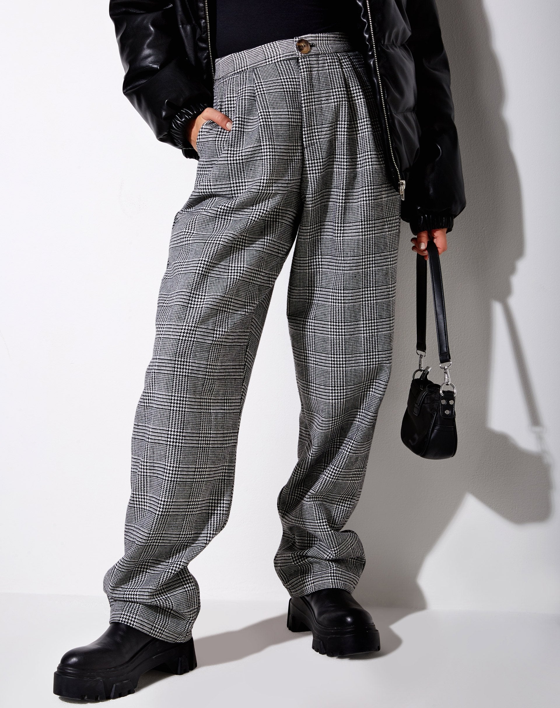 Immagine di Misha Pantalone a gamba larga in pied-de-poule nero