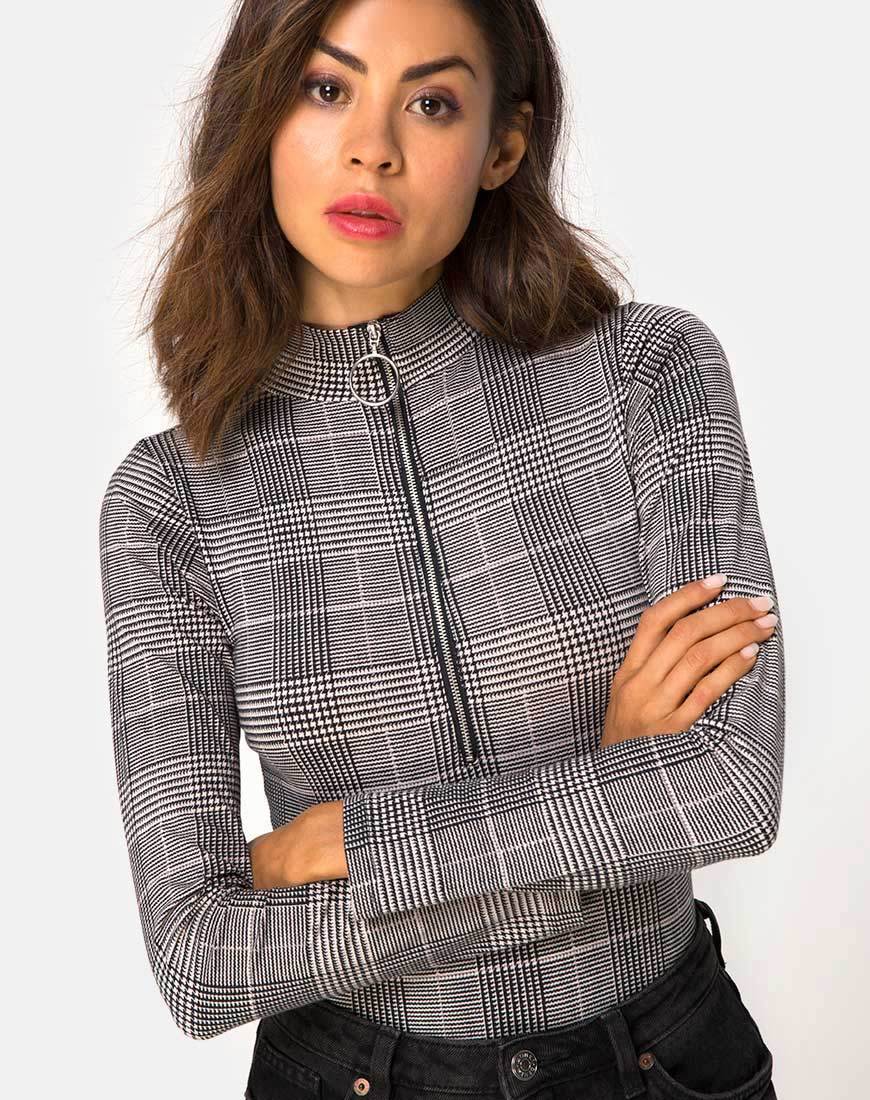 Corpetto a collo alto Molaka in Charles Check Grey